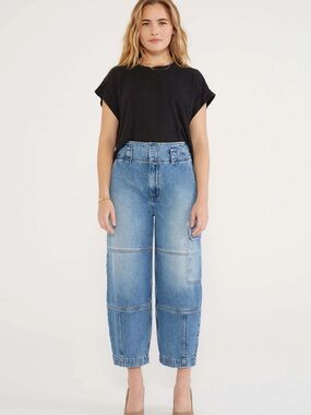 ÉTICA Juni Relaxed Cargo Denim Jeans Womens 29 W29 x L25 Light Wash Loose $212